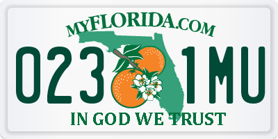 FL license plate 0231MU