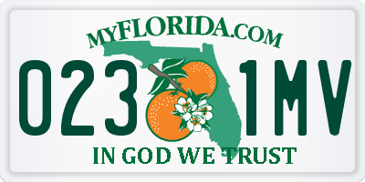 FL license plate 0231MV