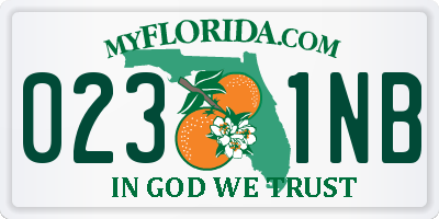 FL license plate 0231NB