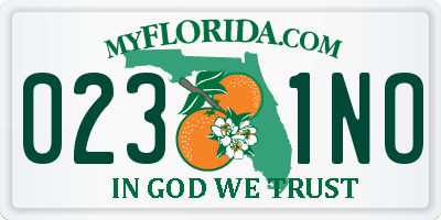 FL license plate 0231NO