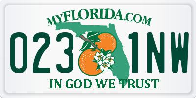 FL license plate 0231NW