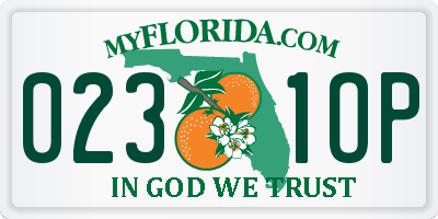 FL license plate 0231OP