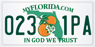 FL license plate 0231PA