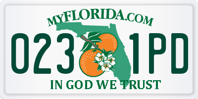 FL license plate 0231PD