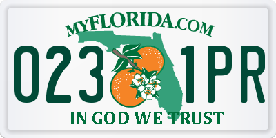 FL license plate 0231PR