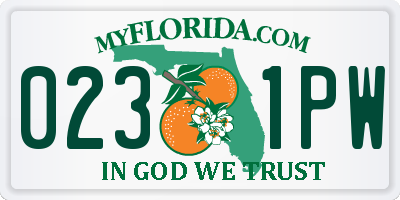 FL license plate 0231PW