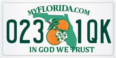 FL license plate 0231QK
