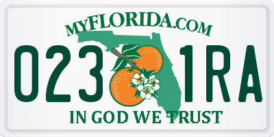 FL license plate 0231RA