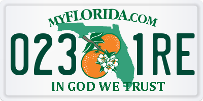 FL license plate 0231RE