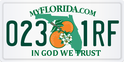 FL license plate 0231RF