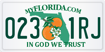FL license plate 0231RJ