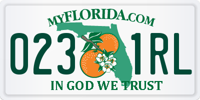 FL license plate 0231RL