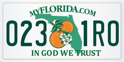 FL license plate 0231RO