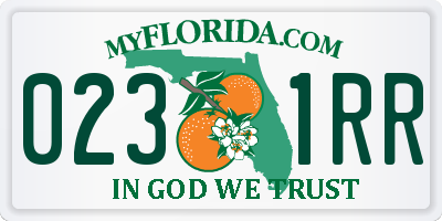 FL license plate 0231RR