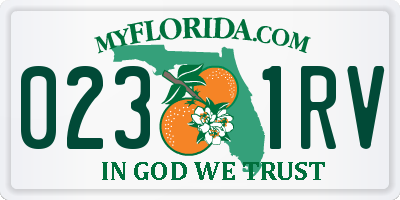 FL license plate 0231RV