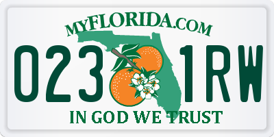 FL license plate 0231RW