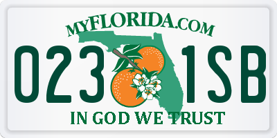 FL license plate 0231SB