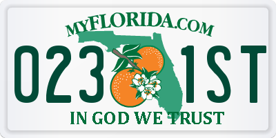 FL license plate 0231ST