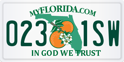 FL license plate 0231SW