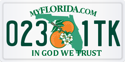 FL license plate 0231TK