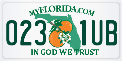 FL license plate 0231UB