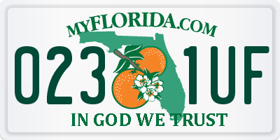 FL license plate 0231UF