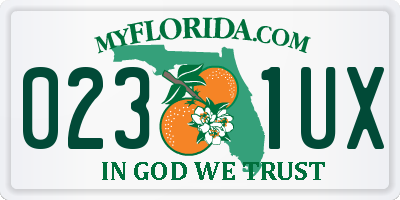 FL license plate 0231UX
