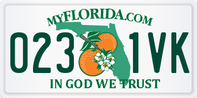 FL license plate 0231VK