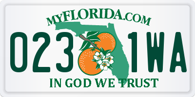 FL license plate 0231WA