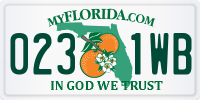 FL license plate 0231WB