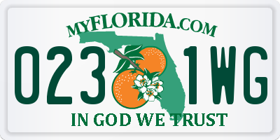 FL license plate 0231WG