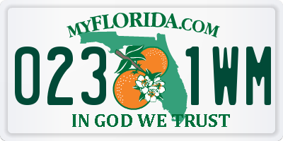 FL license plate 0231WM