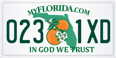 FL license plate 0231XD