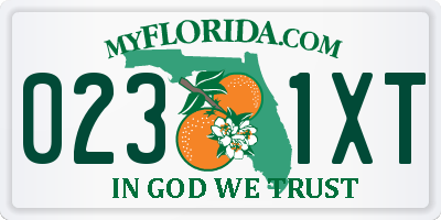 FL license plate 0231XT