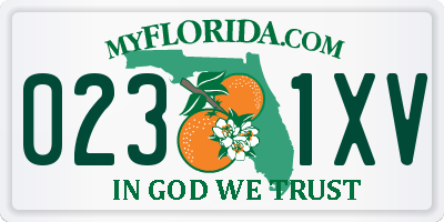FL license plate 0231XV