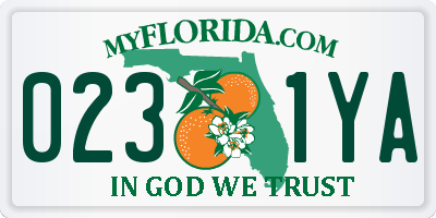 FL license plate 0231YA