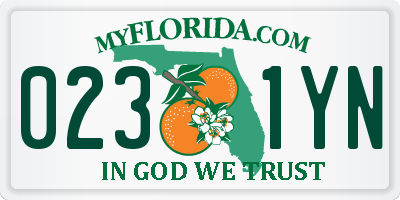 FL license plate 0231YN