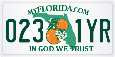 FL license plate 0231YR