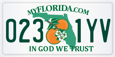 FL license plate 0231YV