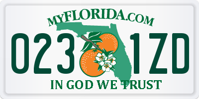 FL license plate 0231ZD