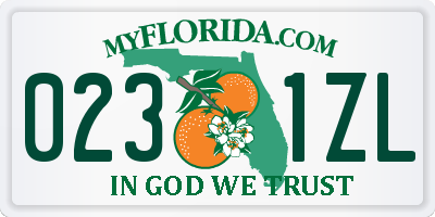 FL license plate 0231ZL
