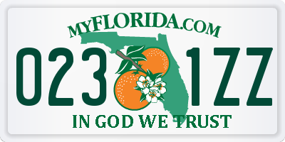 FL license plate 0231ZZ