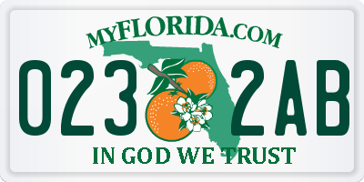 FL license plate 0232AB