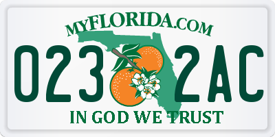 FL license plate 0232AC