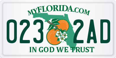 FL license plate 0232AD