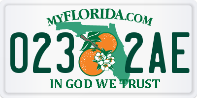 FL license plate 0232AE