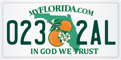 FL license plate 0232AL