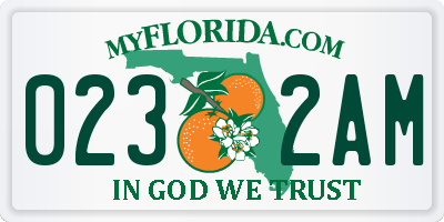 FL license plate 0232AM