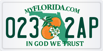 FL license plate 0232AP