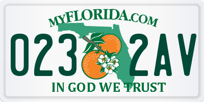 FL license plate 0232AV